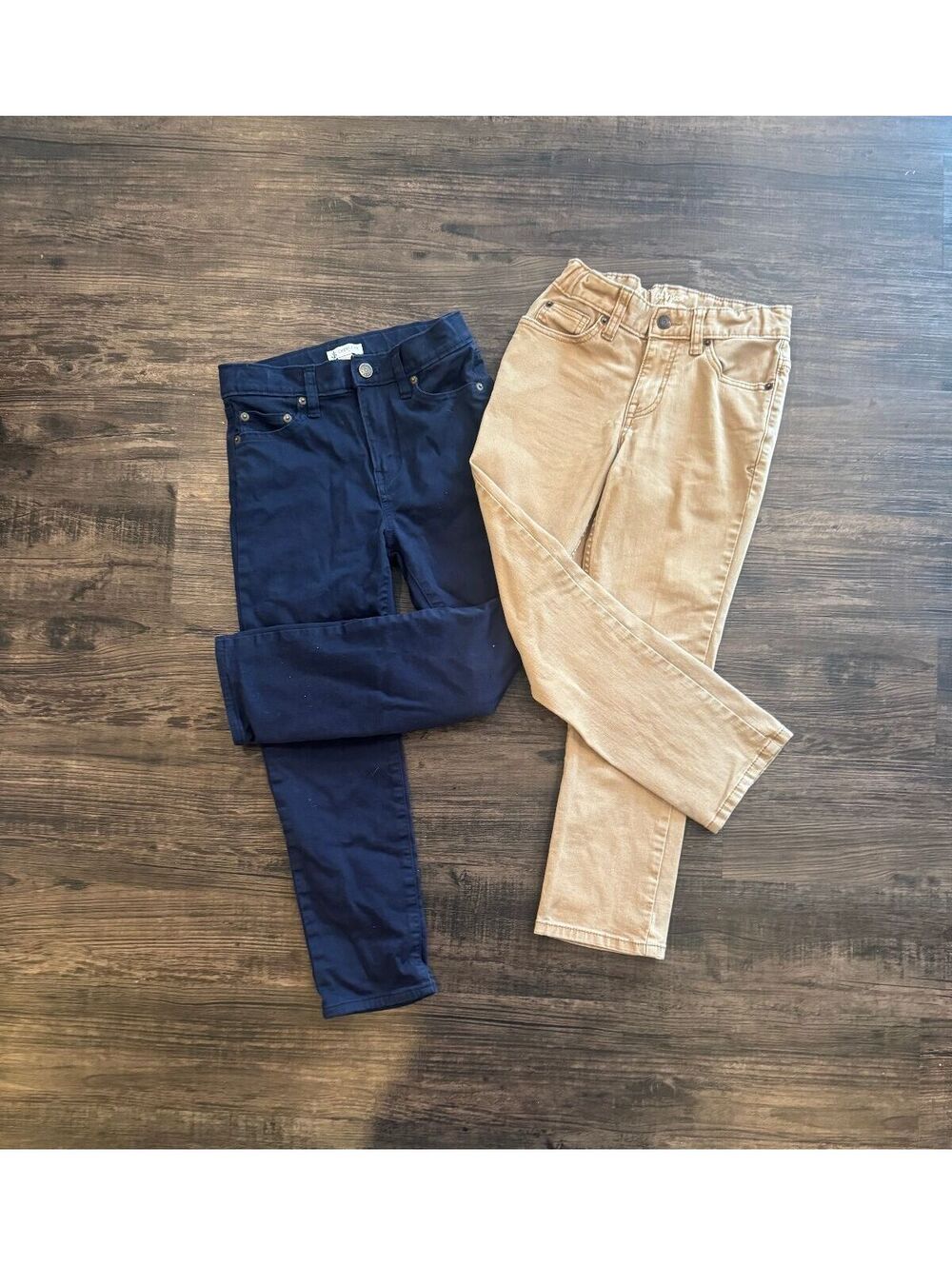 Boys Size 8 Pants Lot Crewcuts J.Crew Cat & Jack Navy Tan Straight Leg 2 Pair